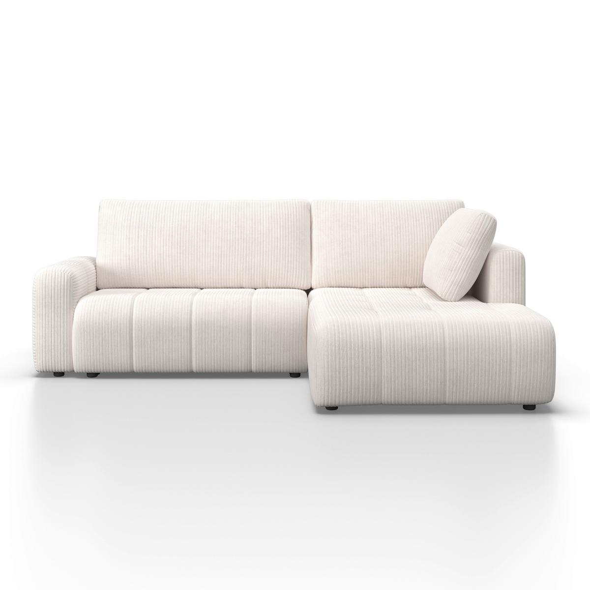 Sedací souprava GIA, pravá, bílá - bílá/šedá, Moderní, dřevo/textil (261/94/197cm) - Bessagi Home