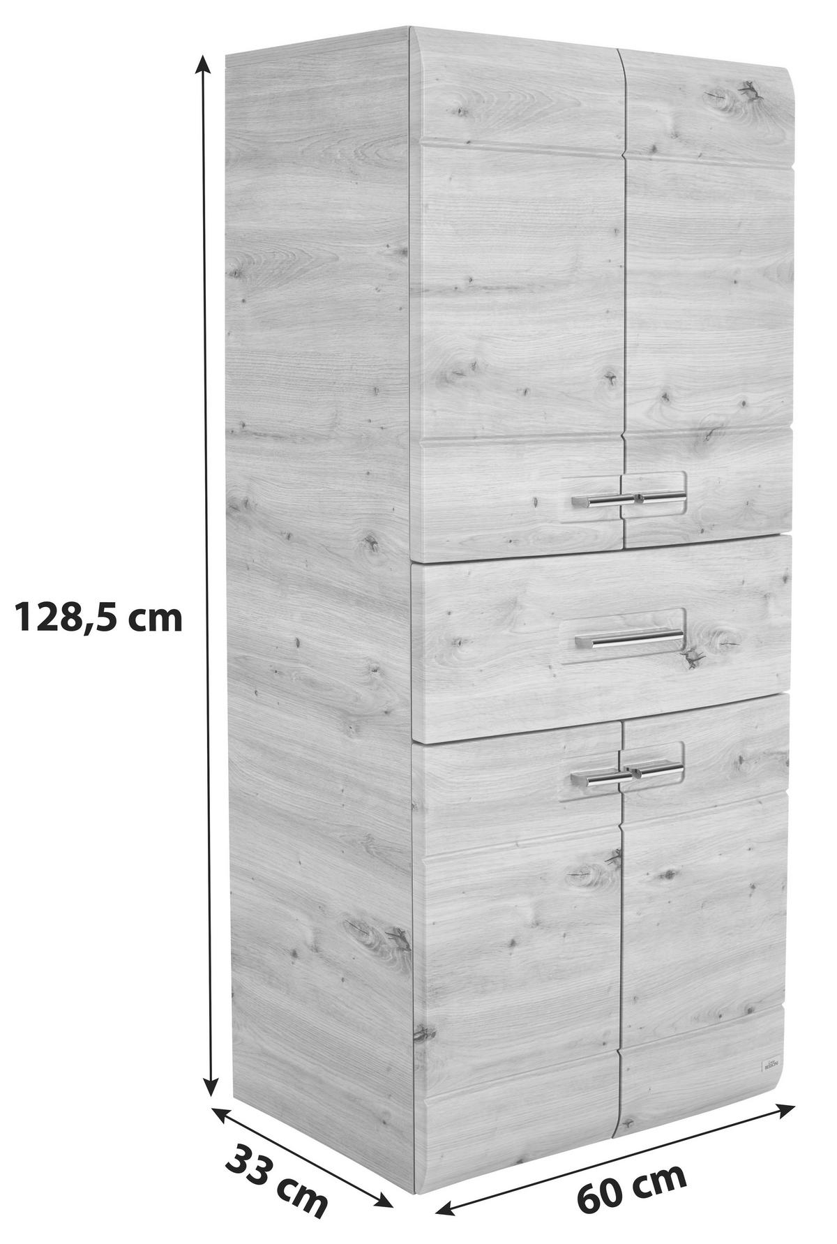 Midischrank Mit Soft-Close Avensis B: 60cm, Eiche Dekor - Eichefarben, MODERN, Holzwerkstoff (60/128,5/33cm) - Luca Bessoni