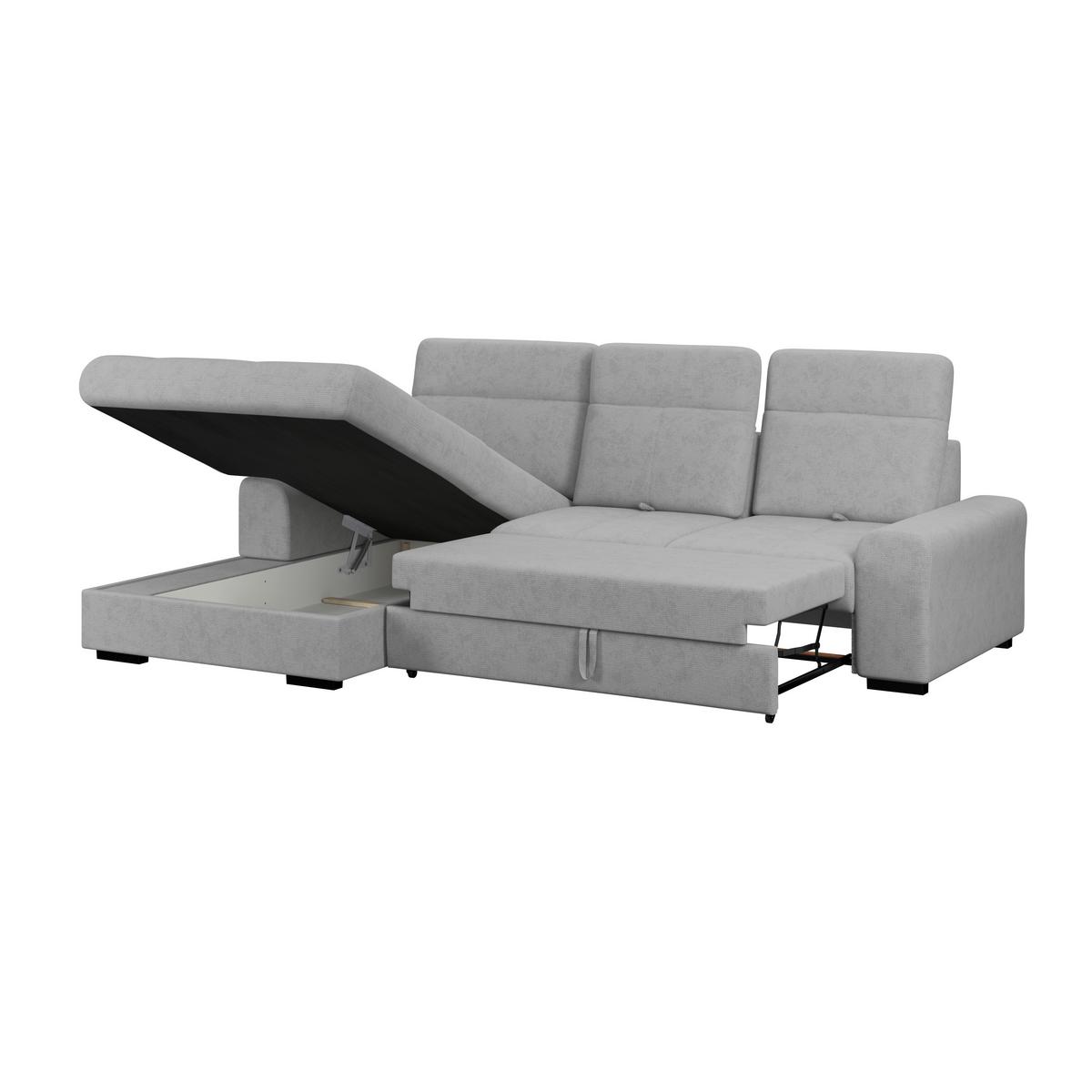 Ecksofa mit Bettfunktion Malaga new Chenille Grau - Schwarz/Grau, KONVENTIONELL, Textil (203/286cm) - Ondega