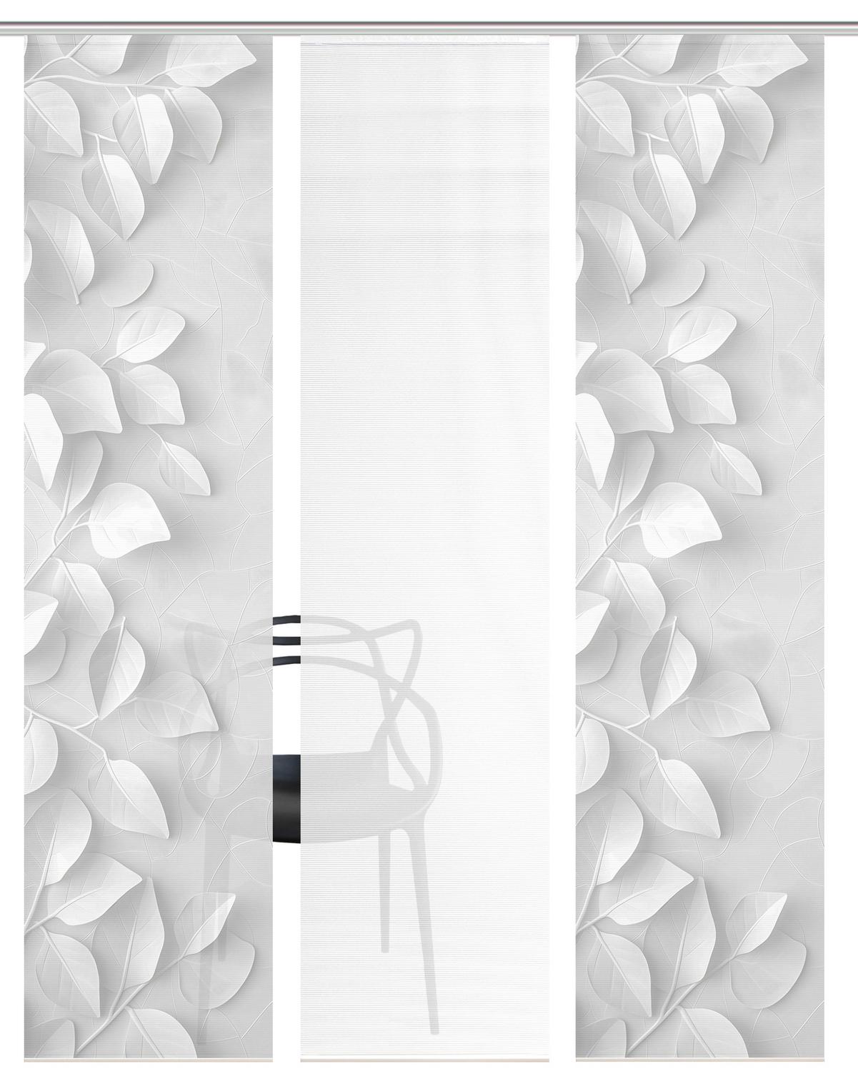 Flächenvorhang Rixa 3er Set - Grau Hochglanz/Weiß, Design, Textil (60/260cm)