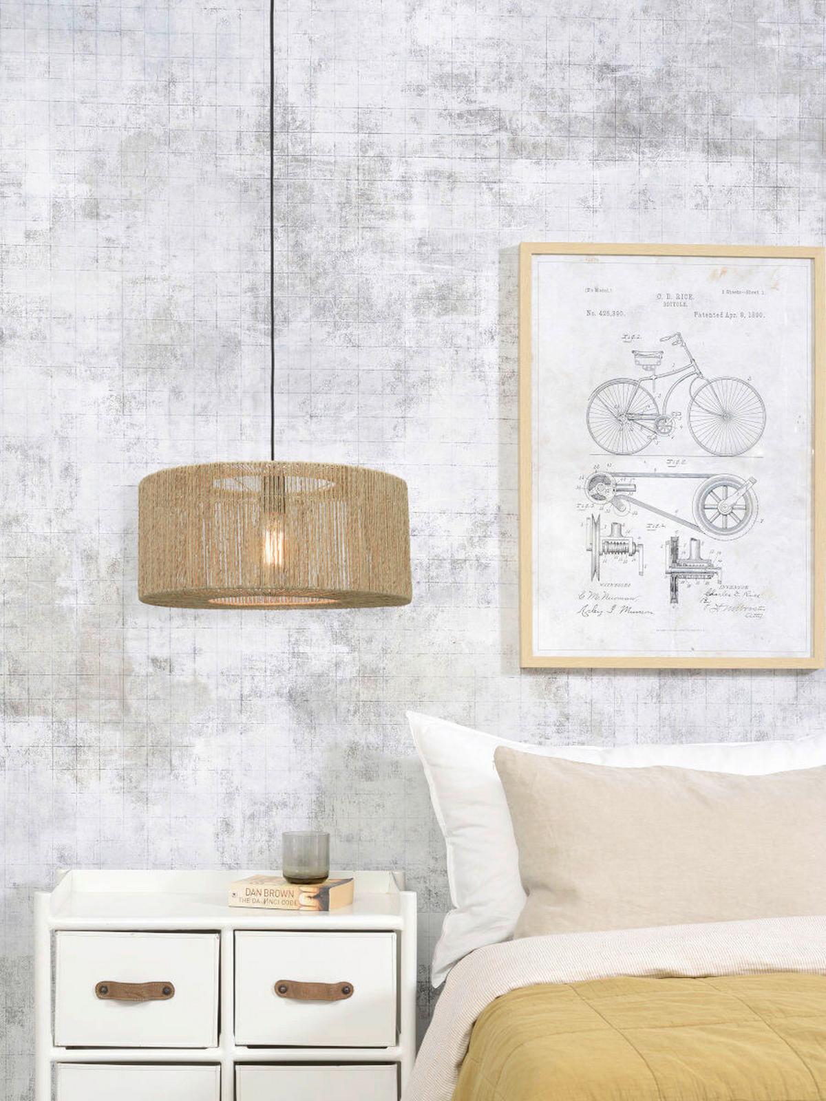 Hängeleuchte Iguazu H: 35 cm 1-Flammig höhenverstellbar - Hellbraun/Schwarz, Natur, Naturmaterialien/Kunststoff (52/35cm) - Good & Mojo