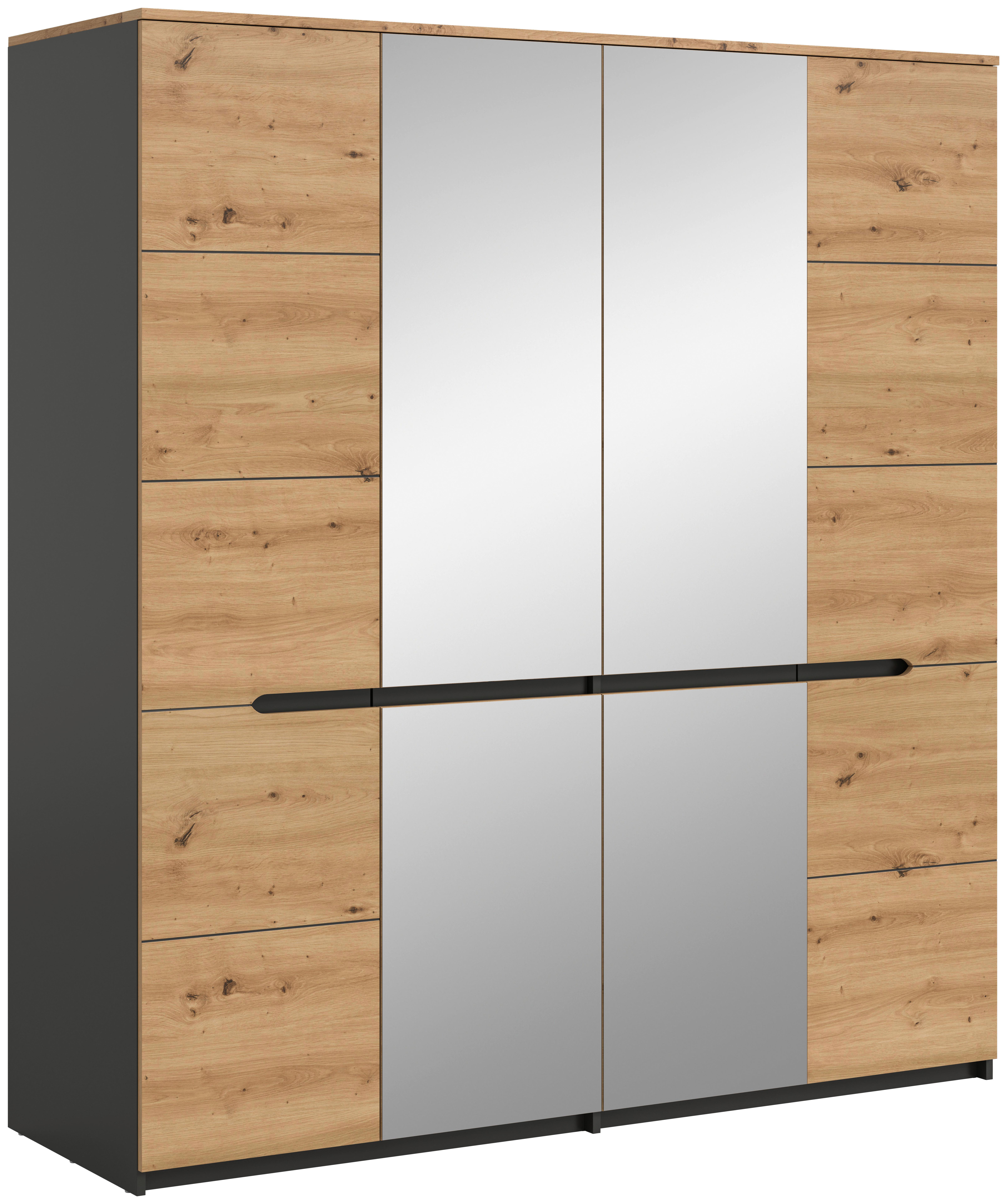 Drehtürenschrank Canu Grau /Eiche Artisan Dekor B: 180cm - Eiche Artisan/Grau, MODERN, Glas/Holzwerkstoff (180/198/59cm) - MID.YOU