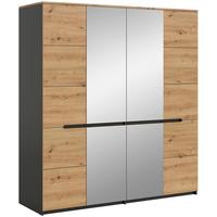 Drehtürenschrank Canu Grau /Eiche Artisan Dekor B: 180cm - Eiche Artisan/Grau, MODERN, Glas/Holzwerkstoff (180/198/59cm) - MID.YOU