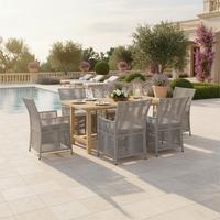 ZÁHRADNÁ SÚPRAVA SIMONE - farba akácie/svetlosivá, Modern, drevo/textil - Bessagi Garden