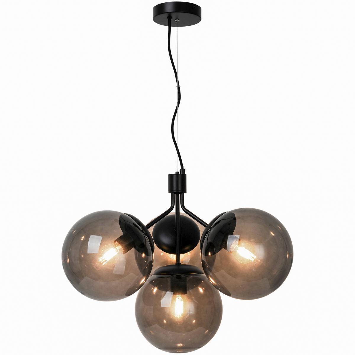 Hängeleuchte Ivona Pela Schwarz  D: 41 cm - Schwarz, KONVENTIONELL, Glas/Metall (41/54cm) - Nordlux
