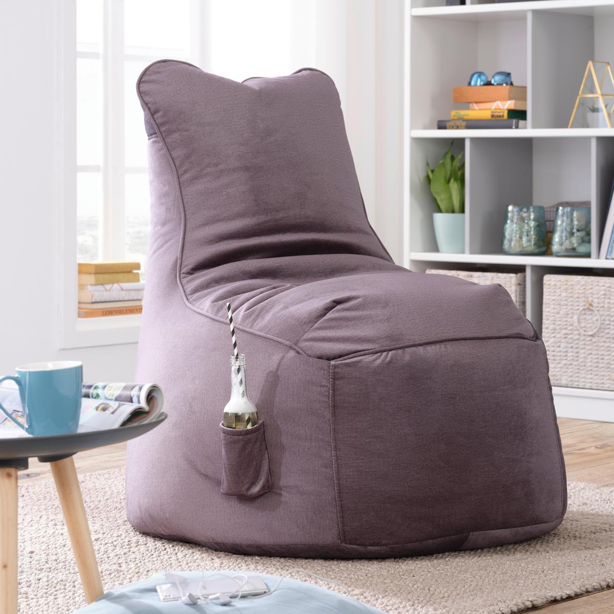 Sedací vak CORTONA SAMT sivá - šedá, textil (75/95/65cm) - Modern Living