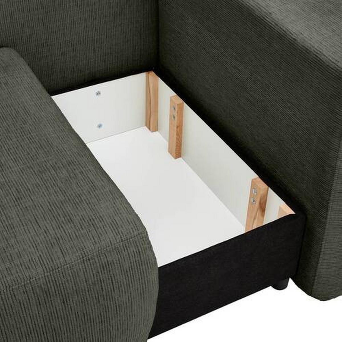 Chaiselongue Nello - Dunkelgrün/Schwarz, KONVENTIONELL, Textil (171/73/93cm) - MID.YOU