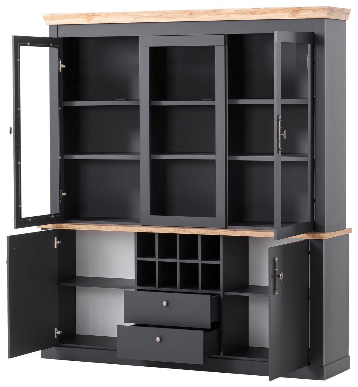 Buffet Catania Anthrazit/Eiche Dekor B: 184cm - Anthrazit/Eiche Wotan, Design, Holzwerkstoff (184/205/44cm) - MID.YOU