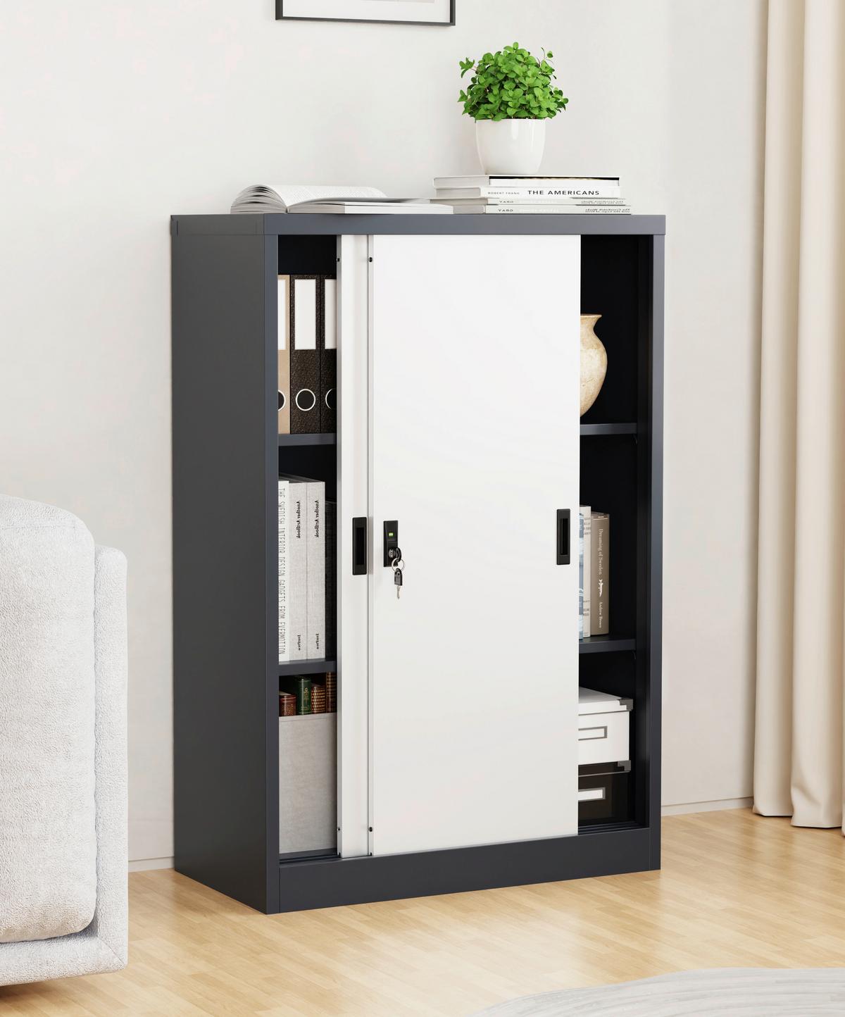 Aktenschrank Malivo Weiß/Anthrazit B: 80cm - Anthrazit/Weiß, KONVENTIONELL, Metall (80/120/40cm) - MID.YOU