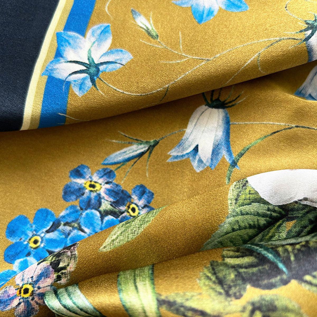 SCHAL BLUE FLOWER GARDEN GOLDJL - Goldfarben, Basics, Textil (90/90cm)