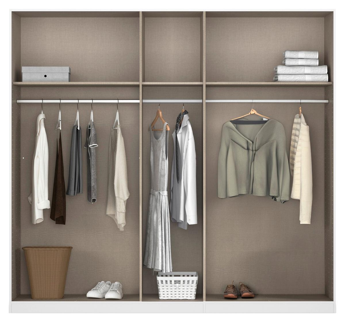 Kleiderschrank Safari mit Spiegel B: 226 cm - Champagner/Eiche Artisan, KONVENTIONELL, Holzwerkstoff (226/210/54cm)