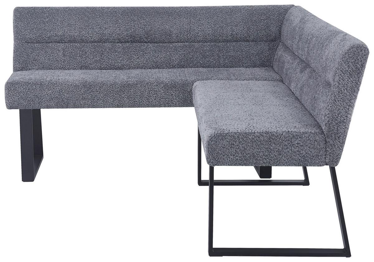Eckbank Kea Leinenoptik Grau, S: 150x190cm - Schwarz/Grau, KONVENTIONELL, Textil/Metall (150/190cm) - MID.YOU