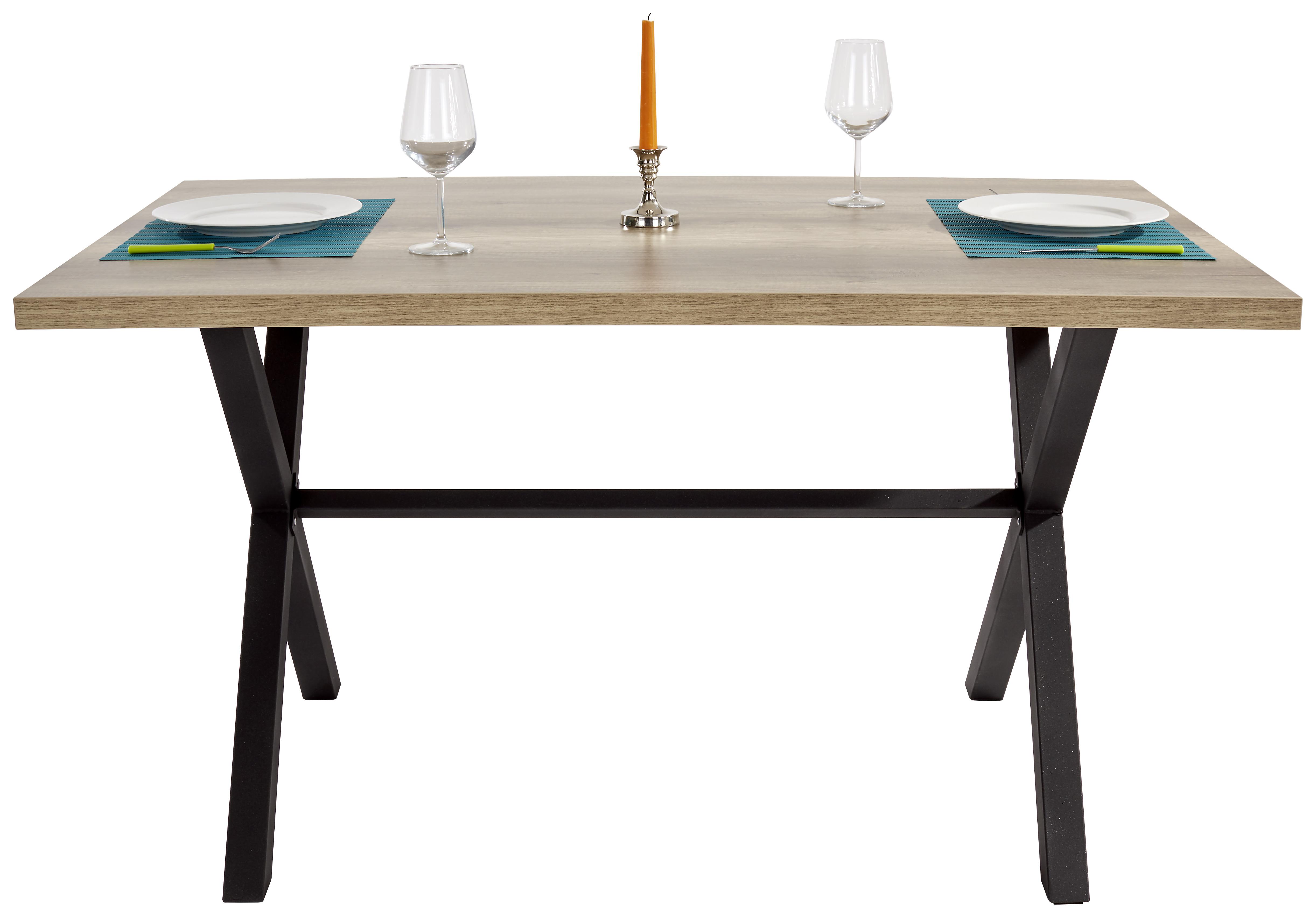 Esstisch Bonny 140x90 cm Wildeiche Dekor/Anthrazit - Eichefarben/Anthrazit, KONVENTIONELL, Holzwerkstoff/Metall (140/75/90cm)