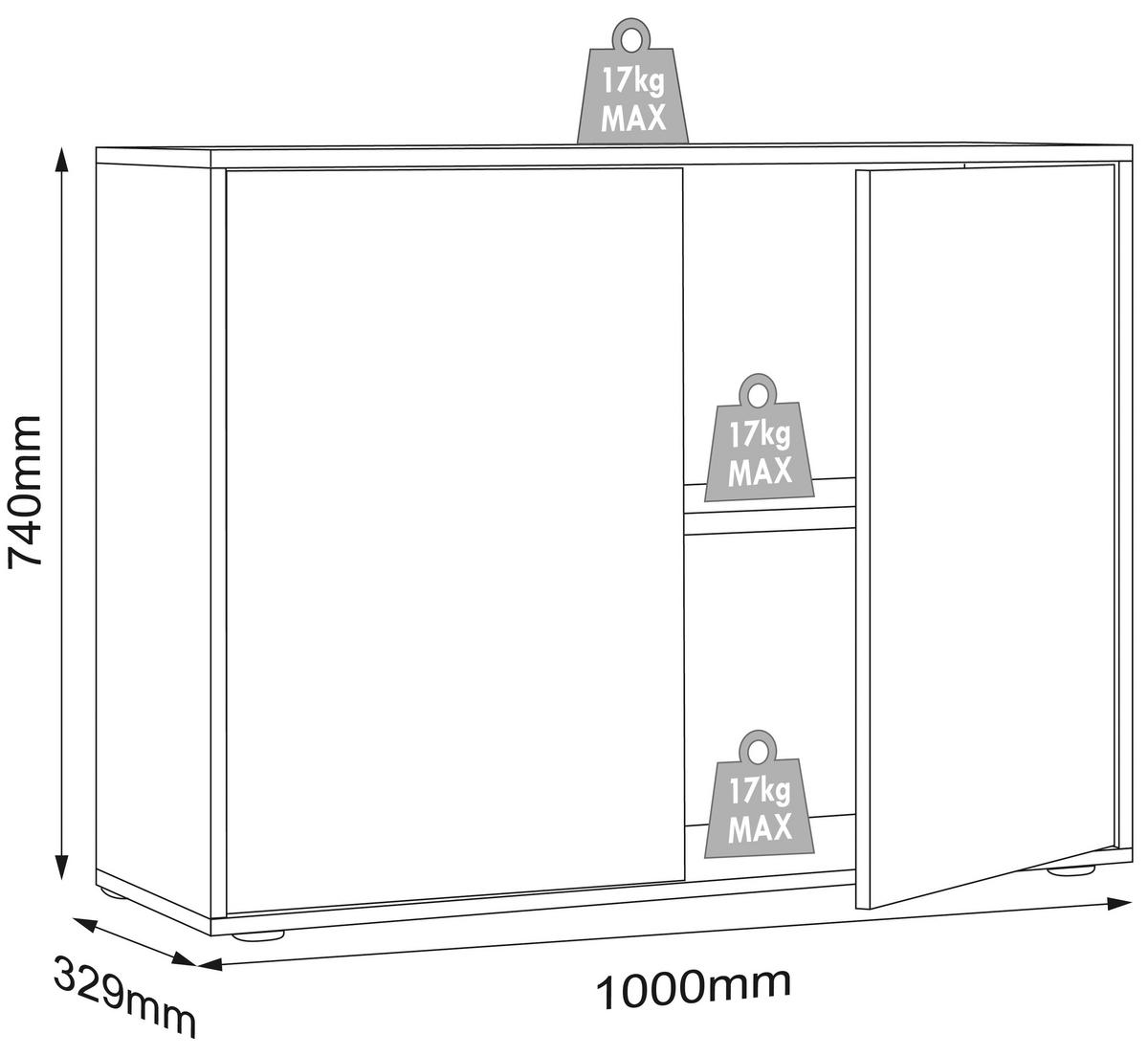 Aktenschrank Salia Weiß, Honigeiche B: 100 Cm - Honigeiche/Weiß, Design, Holzwerkstoff (100/74/33cm) - MID.YOU