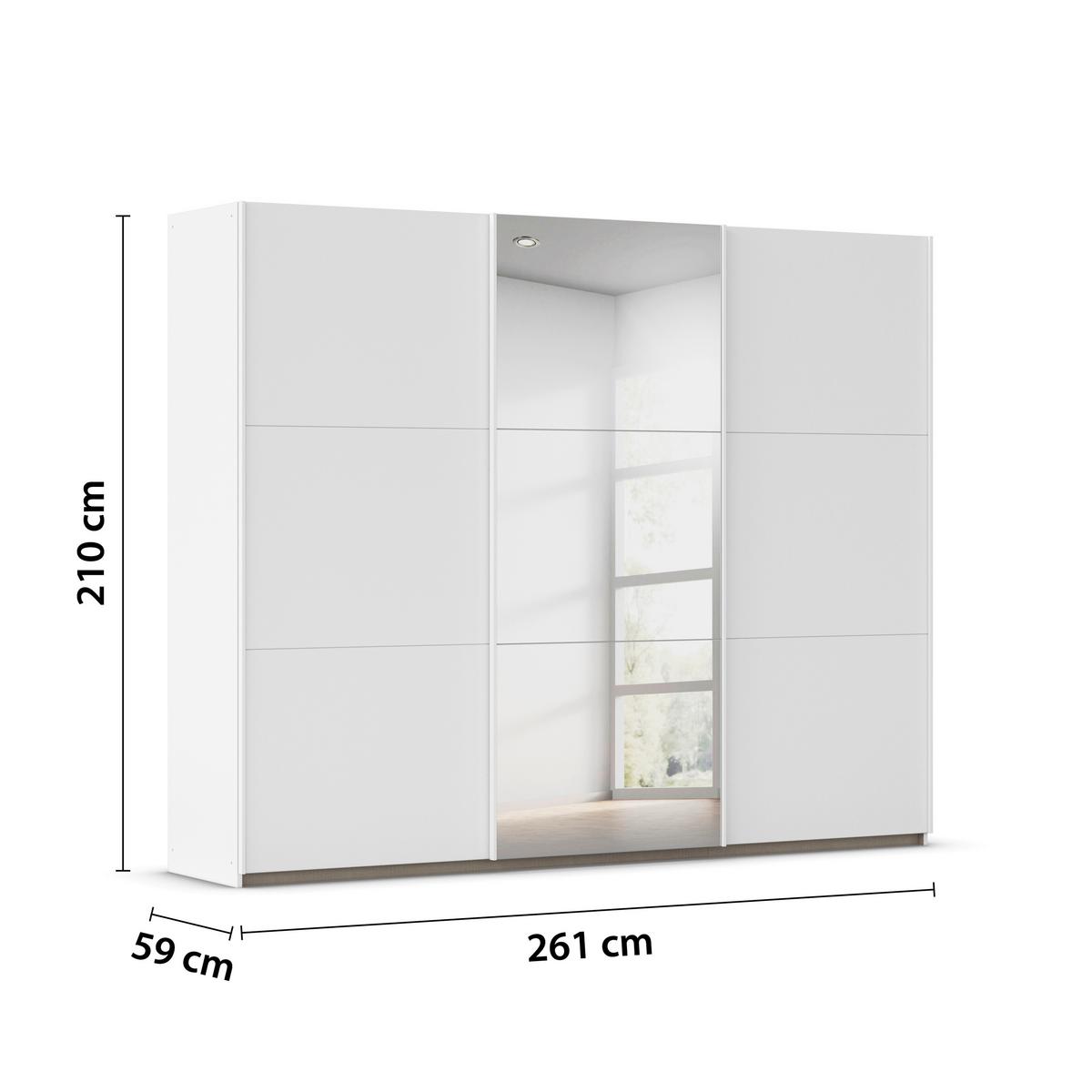 SCHWEBETÜRENSCHRANK Berny, Alpinweiß B: 261 cm - Weiß, Trend, Holzwerkstoff (261/210/59cm) - Rauch Möbel