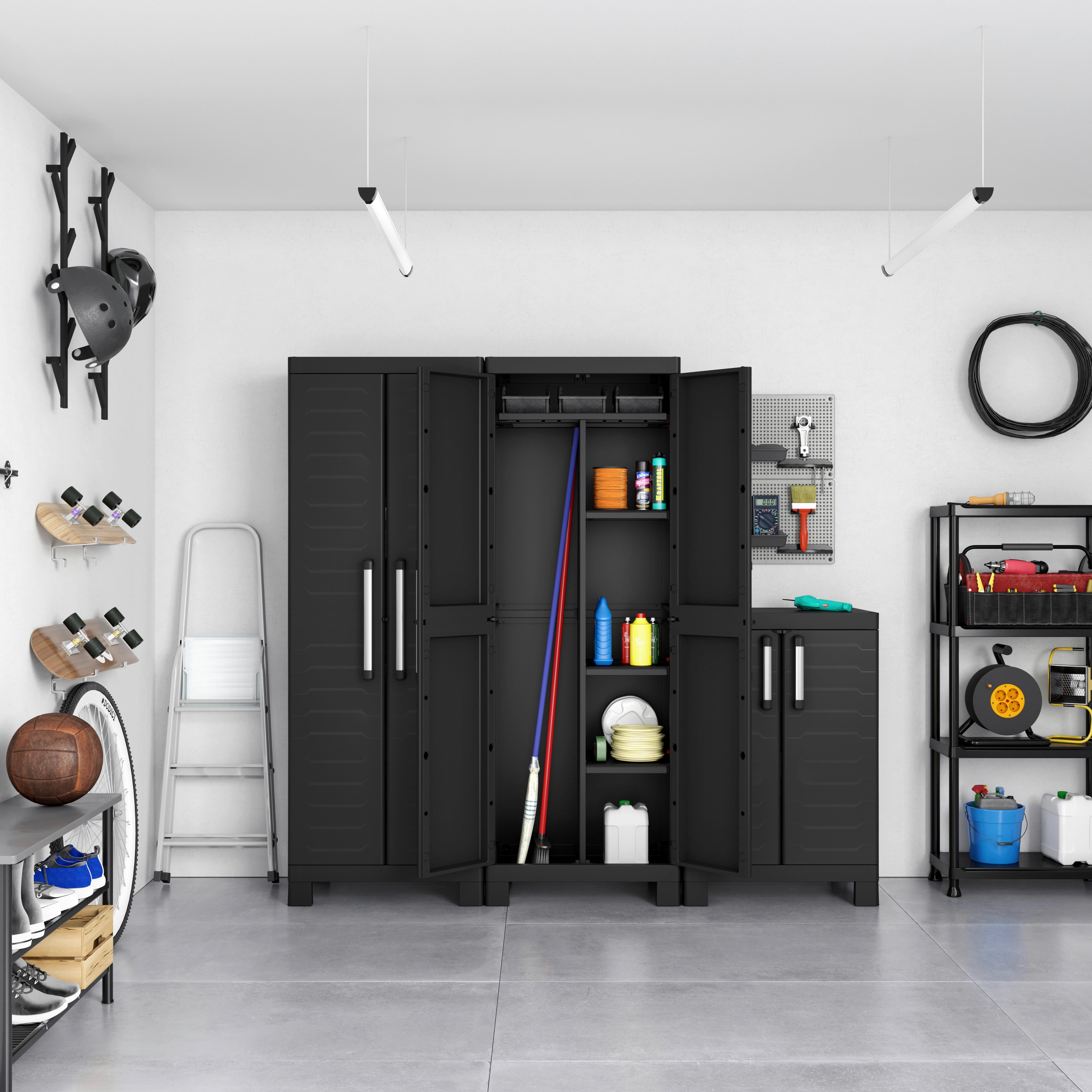 Werkzeugschrank E-com Detroit Multipurpose B: 45 Cm Schwarz - Schwarz, Design, Kunststoff (65/182/45cm) - Keter