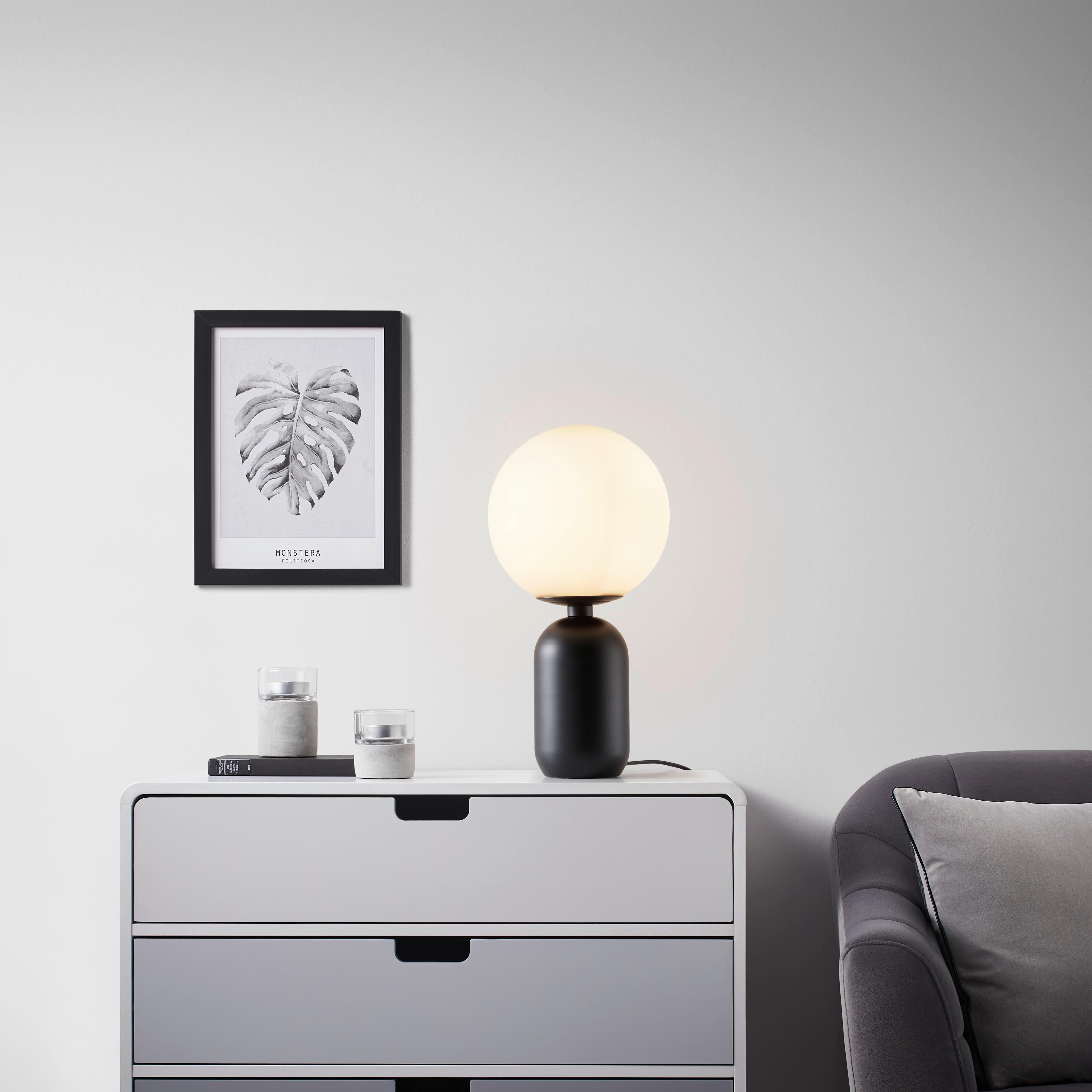 Stolná Lampa Tiano Čierna - čierna, Moderný, kov/sklo (25/48,5cm) - Bessagi Home