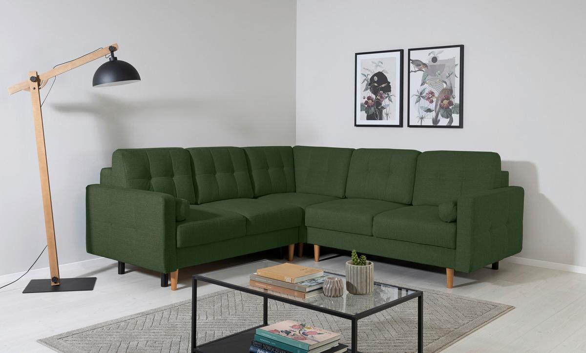 Ecksofa Noret, Grün S: 242x242 Cm - Buchefarben/Grün, Design, Textil (242/242cm) - MID.YOU