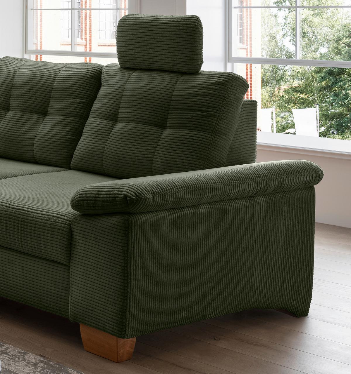 Ecksofa Brizzini Dunkelgrün S: 206x274 Cm - Dunkelgrün/Naturfarben, MODERN, Textil (206/274cm) - Livetastic