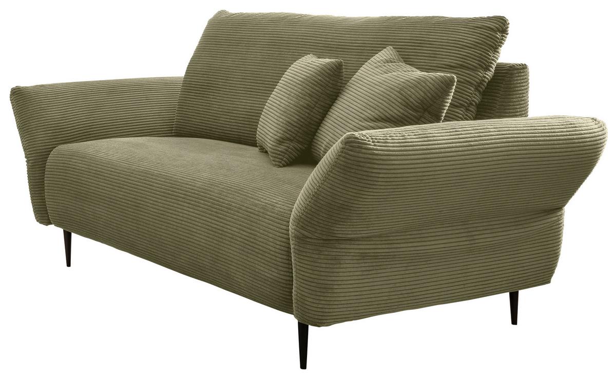 2-Sitzer-Sofa Vanilla Olivgrün, B: 163 cm - Schwarz/Olivgrün, Design, Textil (163/97/102cm) - Livetastic