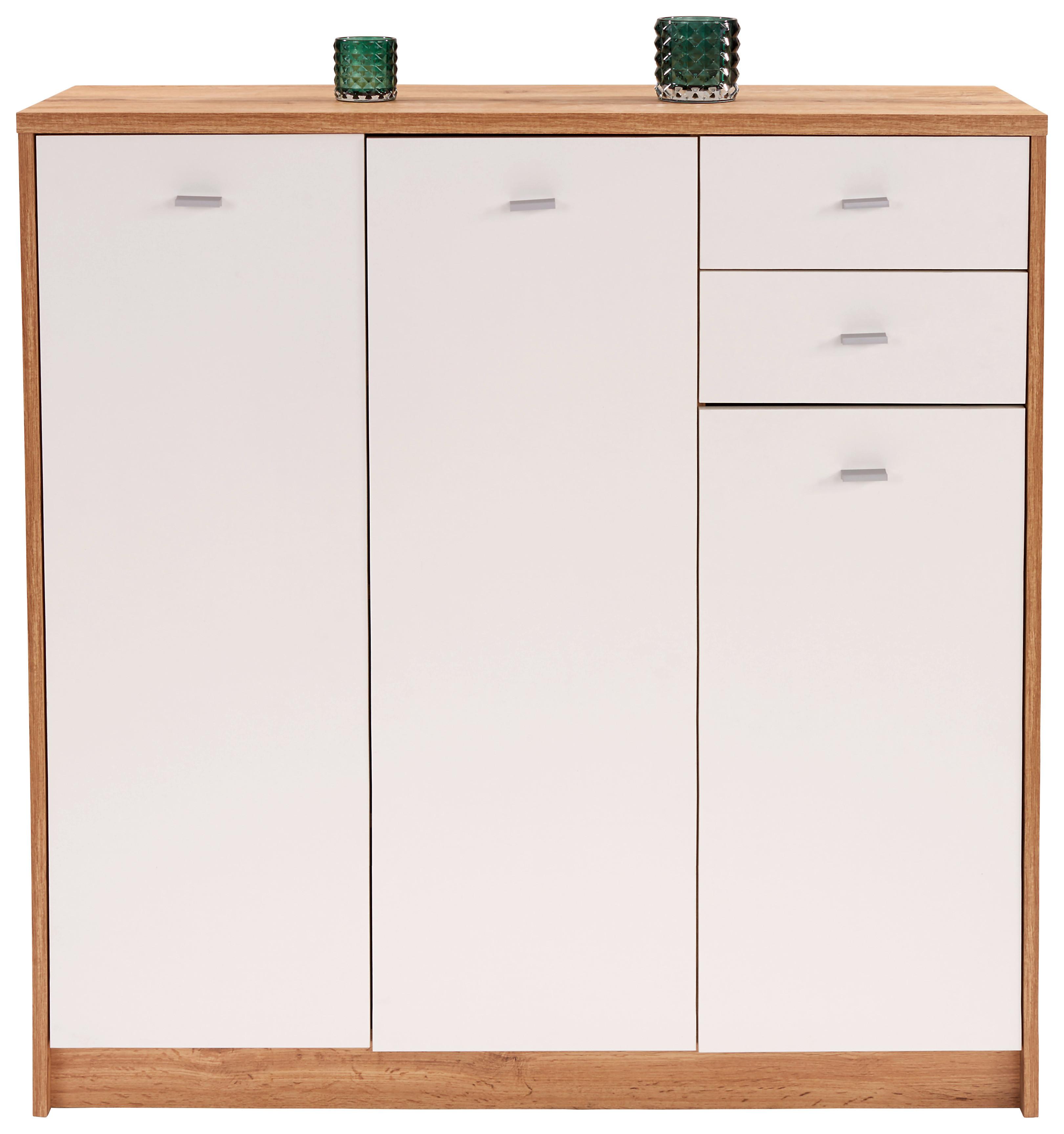 KOMODA 4-YOU NEW YUK09 - bílá/barvy dubu, Moderní, kompozitní dřevo/plast (109,1/111,4/34,6cm)