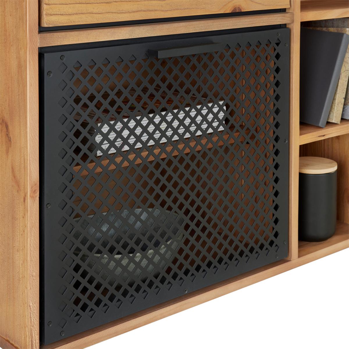 ŠIROKÁ KOMODA RUSTY - přírodní barvy/antracitová, Moderní, kov/dřevo (169/89/40cm) - Zandiara