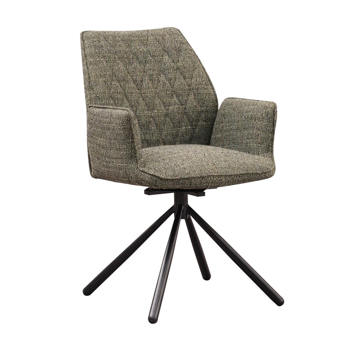 Armlehnstuhl-Set Donny Grün B: 57,5 cm - Schwarz/Grün, MODERN, Textil/Metall (57,5/92/52cm) - MID.YOU