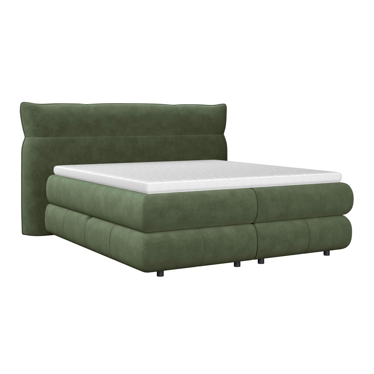 Boxspringbett Carmelo Dunkelgrün 180x200 cm - Beige/Schwarz, Trend, Textil (180/200cm)