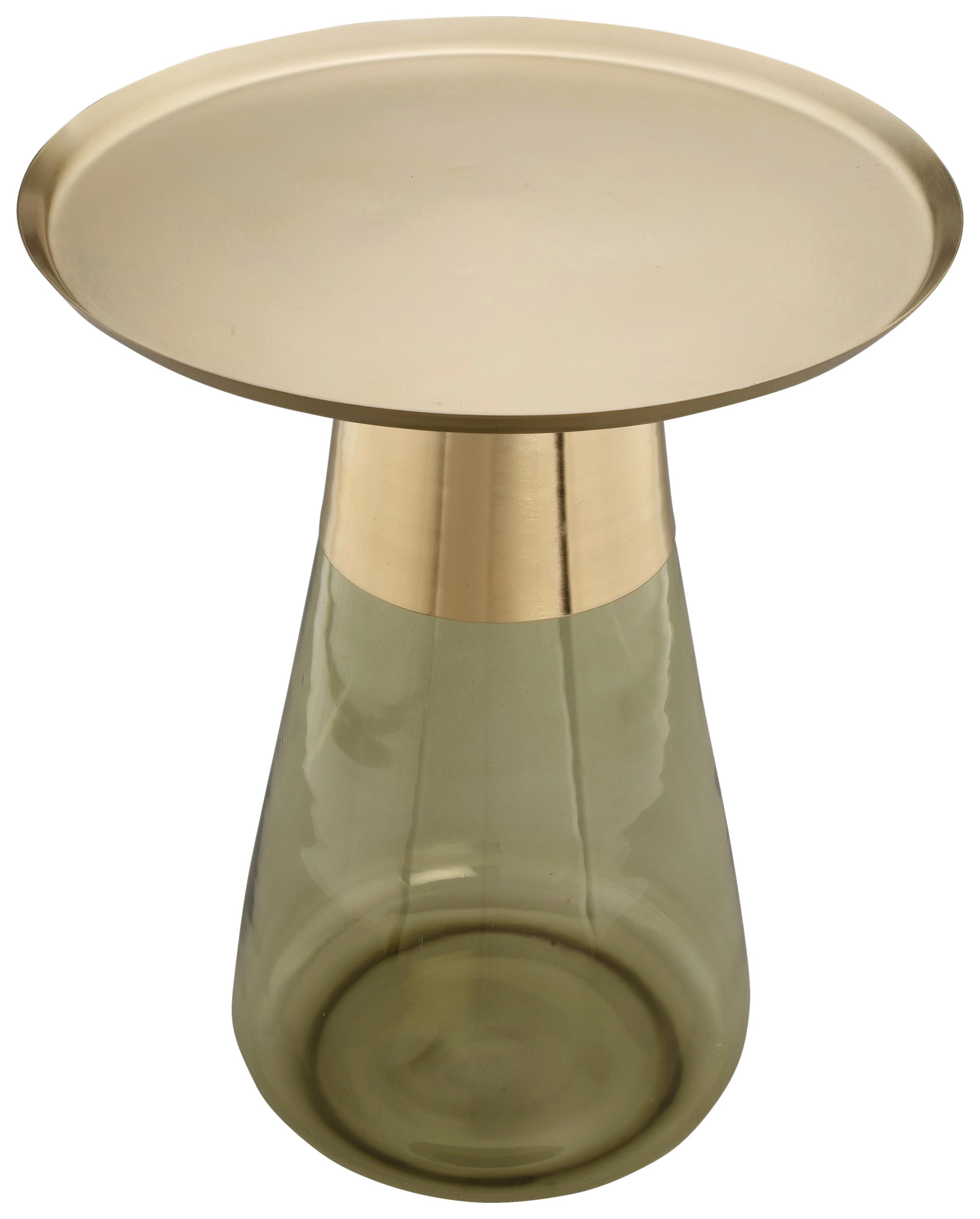 Beistelltisch Roman 225 Grün/Goldfarben D: 42 cm - Goldfarben/Grün, Design, Glas/Metall (42/51cm) - Kayoom