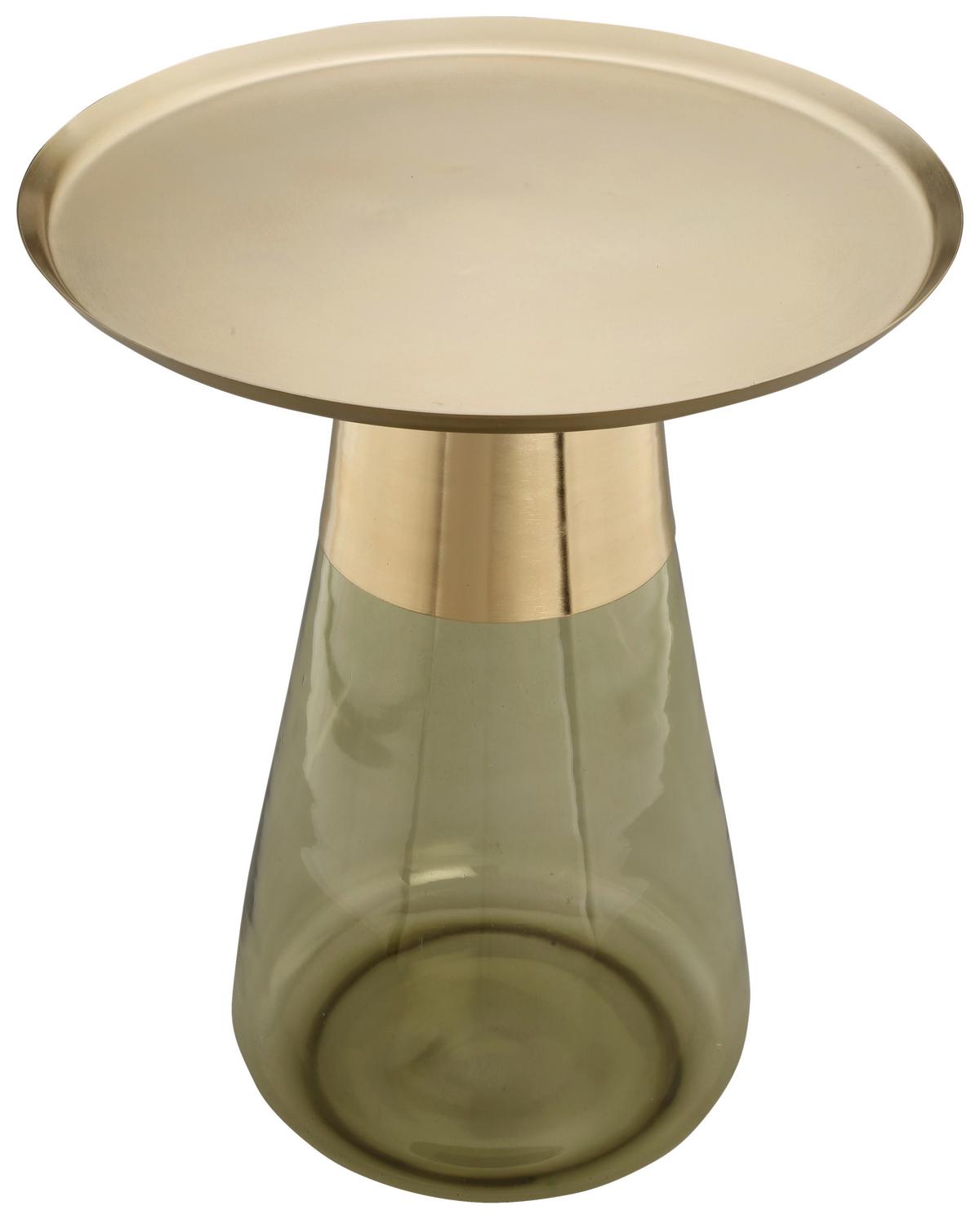 Beistelltisch Roman 225 Grün/Goldfarben D: 42 cm - Goldfarben/Grün, Design, Glas/Metall (42/51cm) - Kayoom