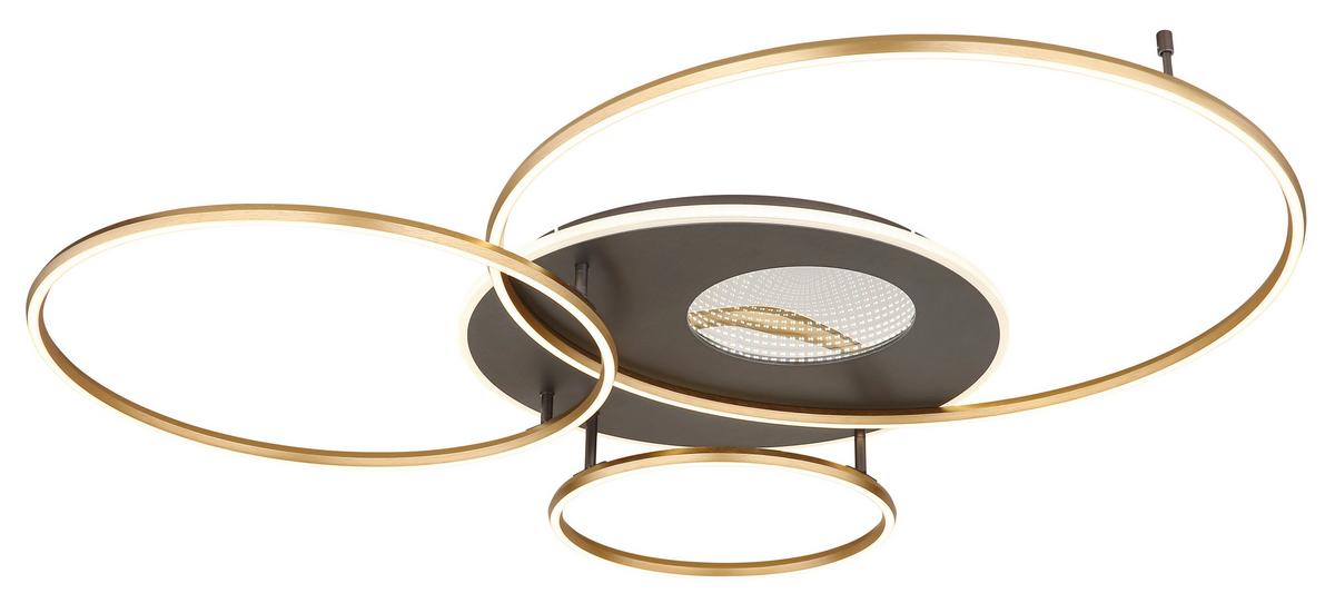 LED-Deckenleuchte Invertina Anthrazit Opal Goldfarben - Anthrazit/Goldfarben, Design, Kunststoff/Metall (126,4/105,3/13cm) - Globo