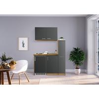 Miniküche M. Kühlschrank + Kochfeld 130 Cm Grau/eiche - Eichefarben/Grau, MODERN, Holzwerkstoff/Metall (130cm) - Respekta