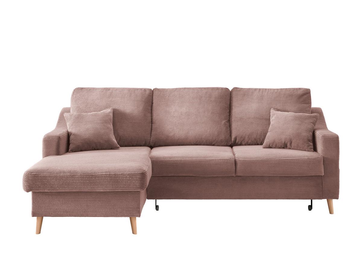 Ecksofa Valentina - Rosa/Naturfarben, Design, Textil (150/228cm) - P & B