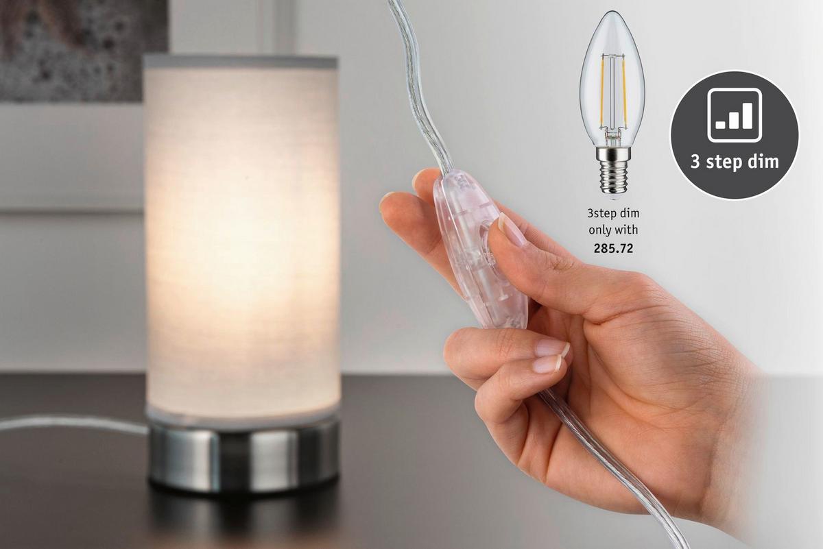 Tischlampe Silberfarben/ Weiß - Silberfarben/Weiß, Basics, Textil/Metall (10/21cm) - Paulmann