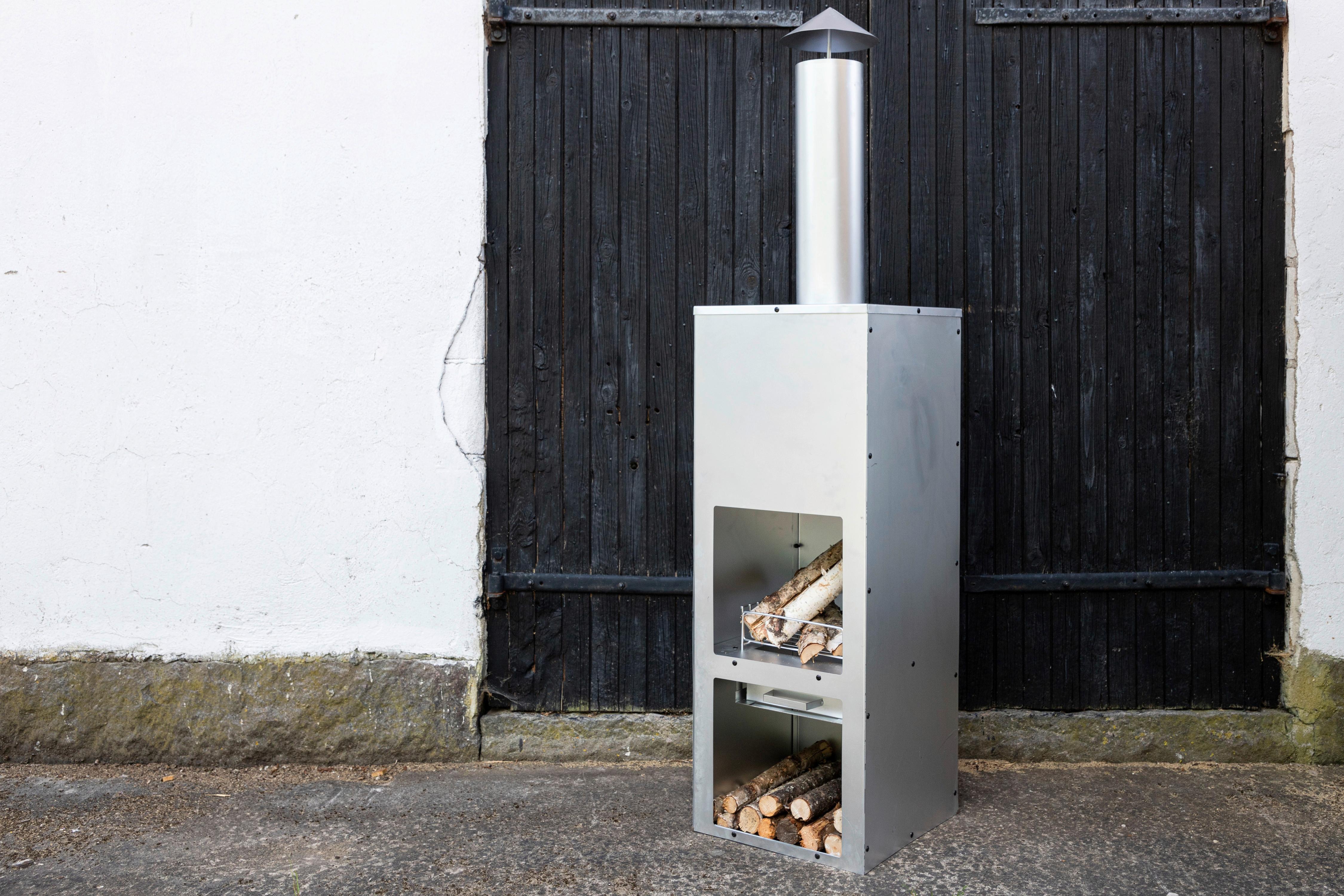 Feuerstelle Makarima - Silberfarben, KONVENTIONELL, Metall (45/199/45cm) - Gardenson