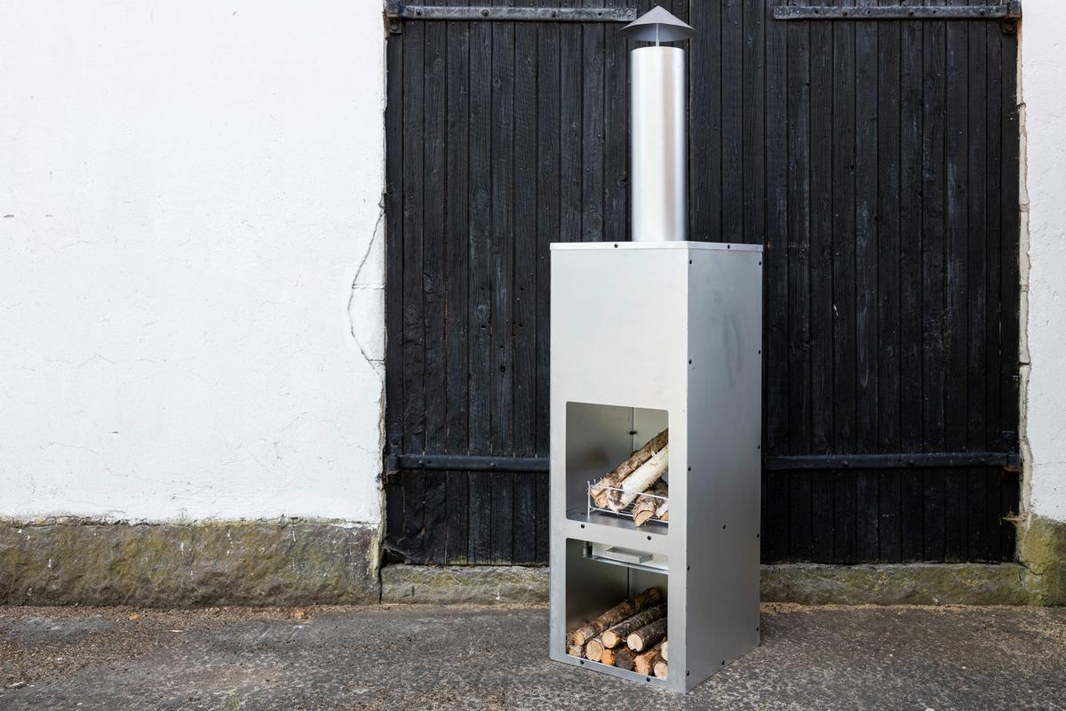 Feuerstelle Makarima - Silberfarben, KONVENTIONELL, Metall (45/199/45cm) - Gardenson