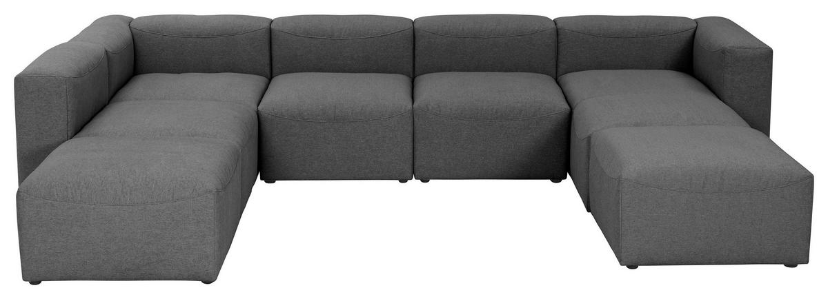Wohnlandschaft Lena Anthrazit Flachgewebe - Anthrazit, Design, Textil (250/350/235cm) - Max Winzer
