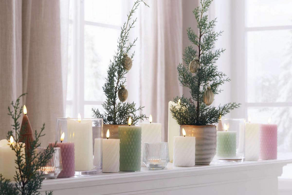 LED  svíčka TWIST - bílá/černá, Konvenční, plast/přírodní materiály (7/9cm) - Modern Living