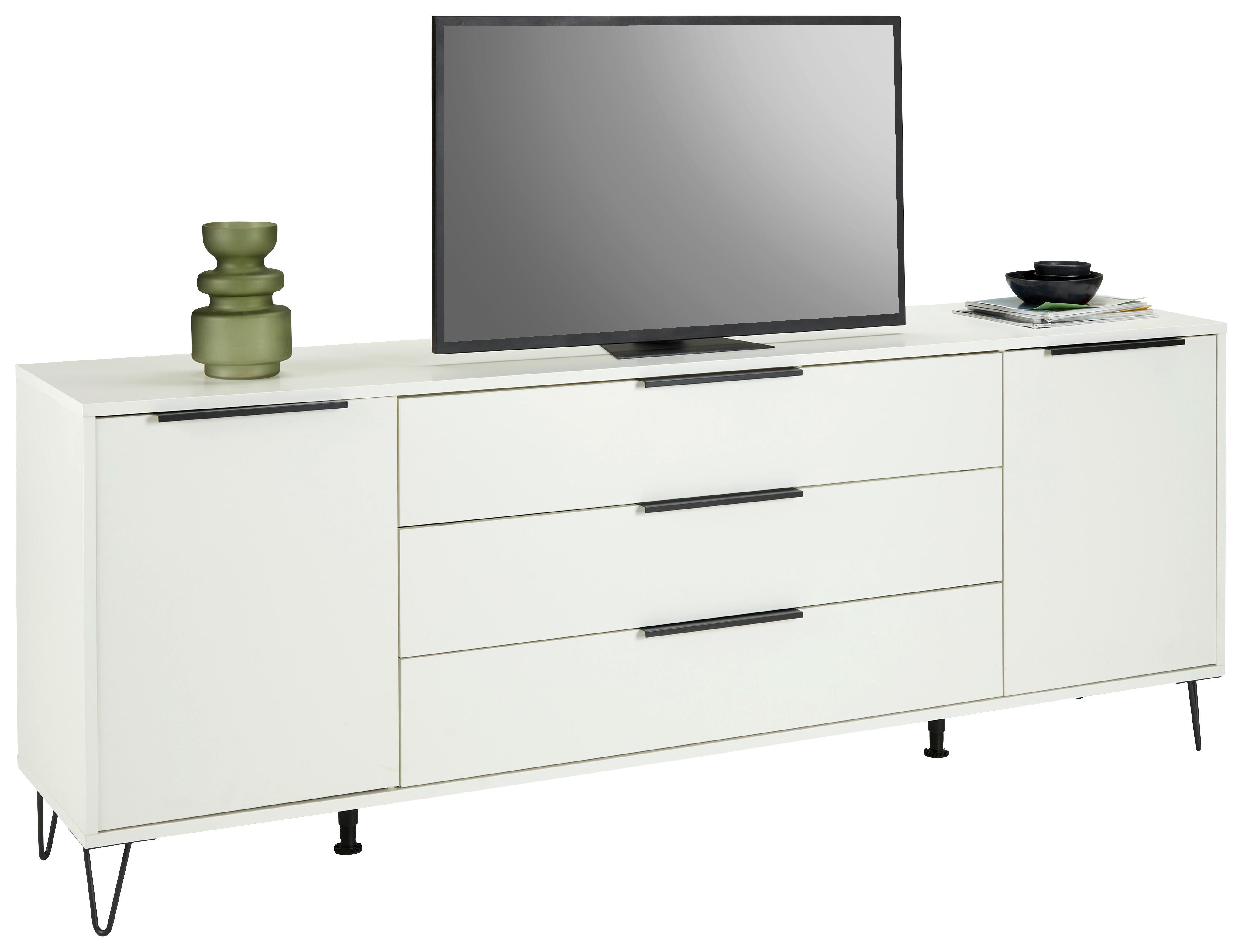 Široká Komoda Bounty - čierna/biela, Moderný, kov/kompozitné drevo (216/82/45cm) - Modern Living