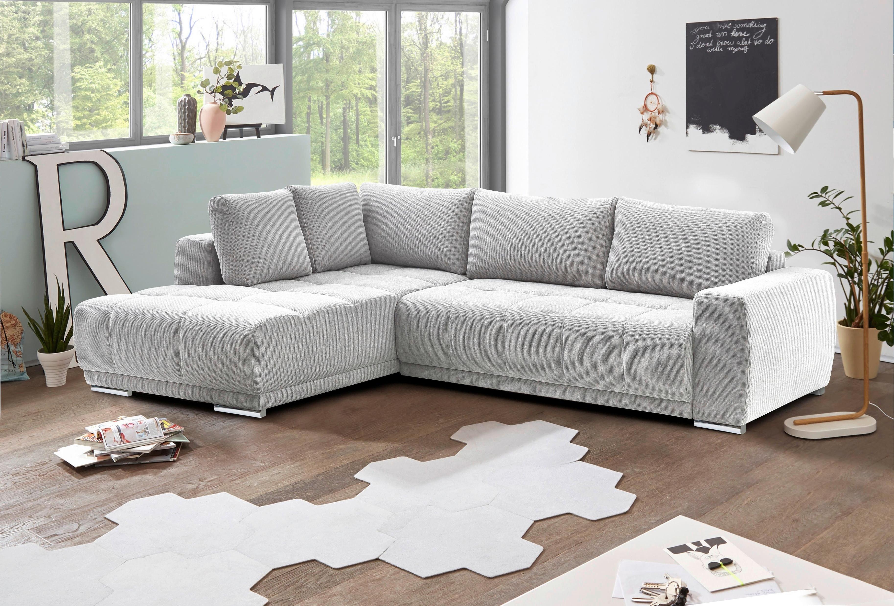 Rozkládací sedací souprava Figaro OTM, levé provedení - šedá/barvy stříbra, Moderní, textil/plast (286/87/207cm)