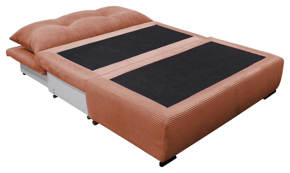 2-sitzer-sofa Yellow Mit Schlaffunktion Koralle Cord - Koralle/Schwarz, Design, Textil (154/93/85cm) - MID.YOU