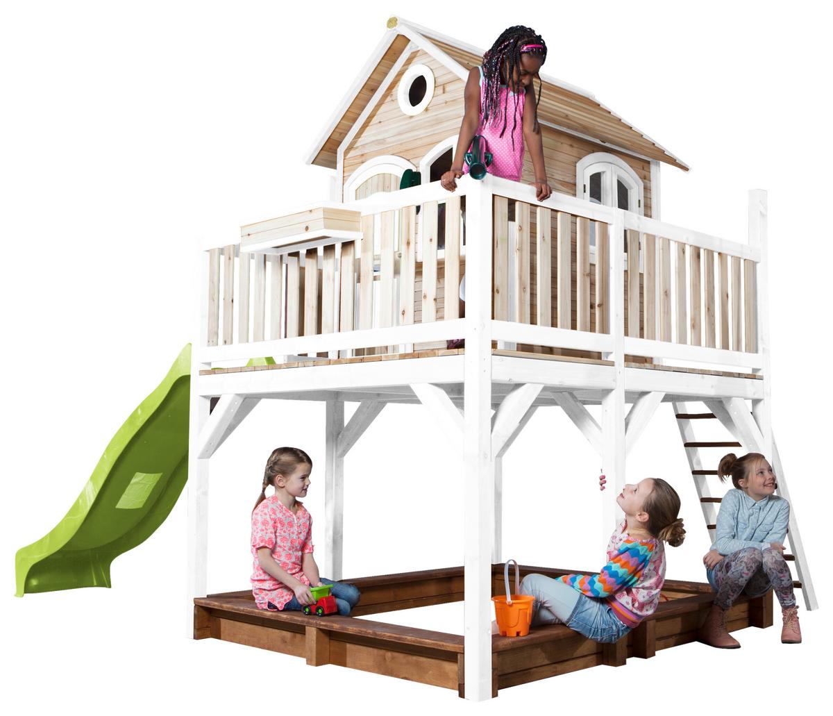 Spielturm A030.151.11 - Hellgrün/Braun, KONVENTIONELL, Holz (377/291/255cm) - Ambia Garden