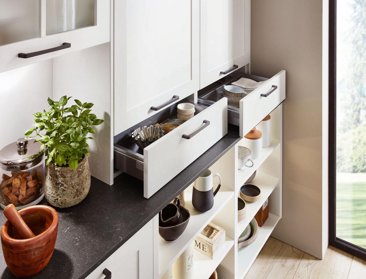 Beépíthető Konyha Neapel - tölgyfa színű/fekete, Modern, faalapú anyag - Vertico