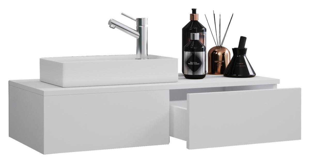 Waschbecken mit Unterschrank Gudas B: 85 cm Weiß - Weiß, MODERN, Keramik/Holzwerkstoff (85cm) - MID.YOU