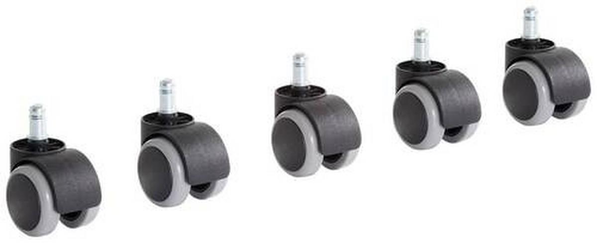 Bürostuhlrollen Filo Ø 5 cm 5er-Set - Schwarz/Grau, Kunststoff/Metall - Boxxx