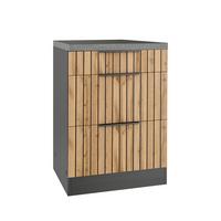 Schubkastenunterschrank Liverpool Graphit/eiche B:60cm - Schieferfarben/Eiche Wotan, Basics, Holzwerkstoff (60/86/60cm) - Held