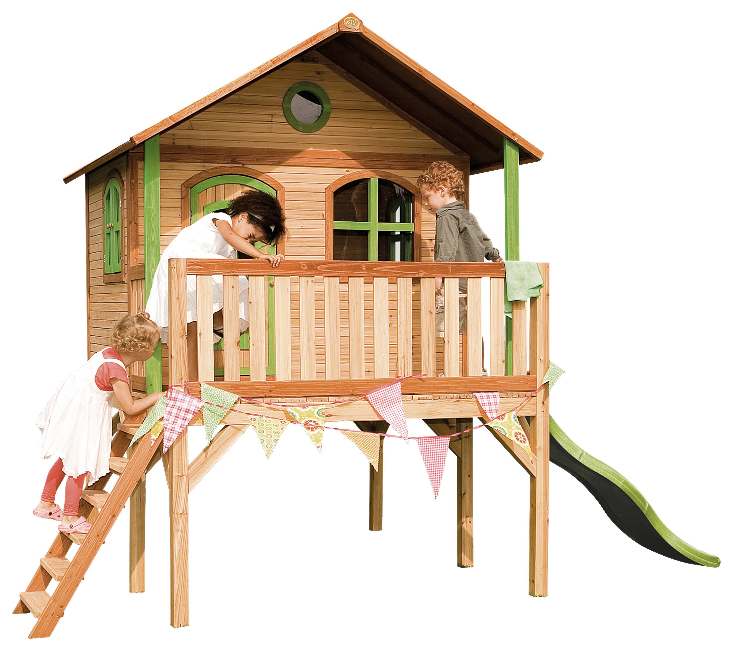 Spielhaus A030.041.10 - Braun/Grün, KONVENTIONELL, Holz/Kunststoff (380/274/212cm) - Ambia Garden