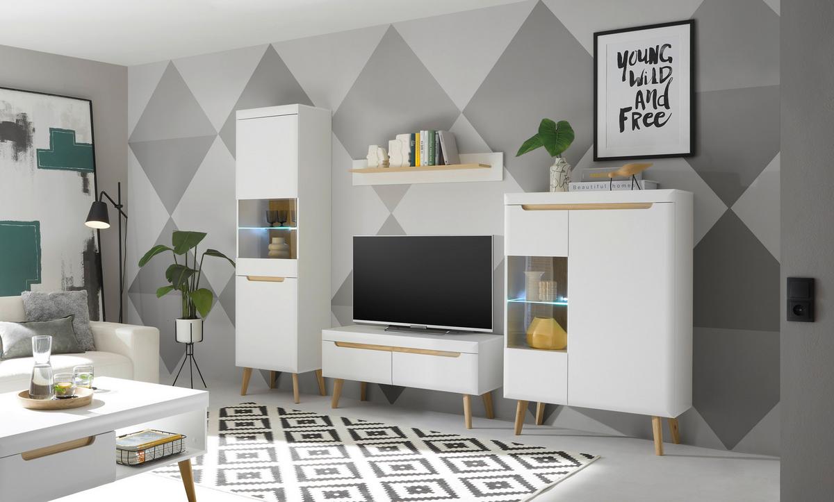 Lowboard Svante Torge Weiß/Eichefarben B: 107 cm - Eichefarben/Weiß, Design, Holzwerkstoff (107/50/40cm) - MID.YOU