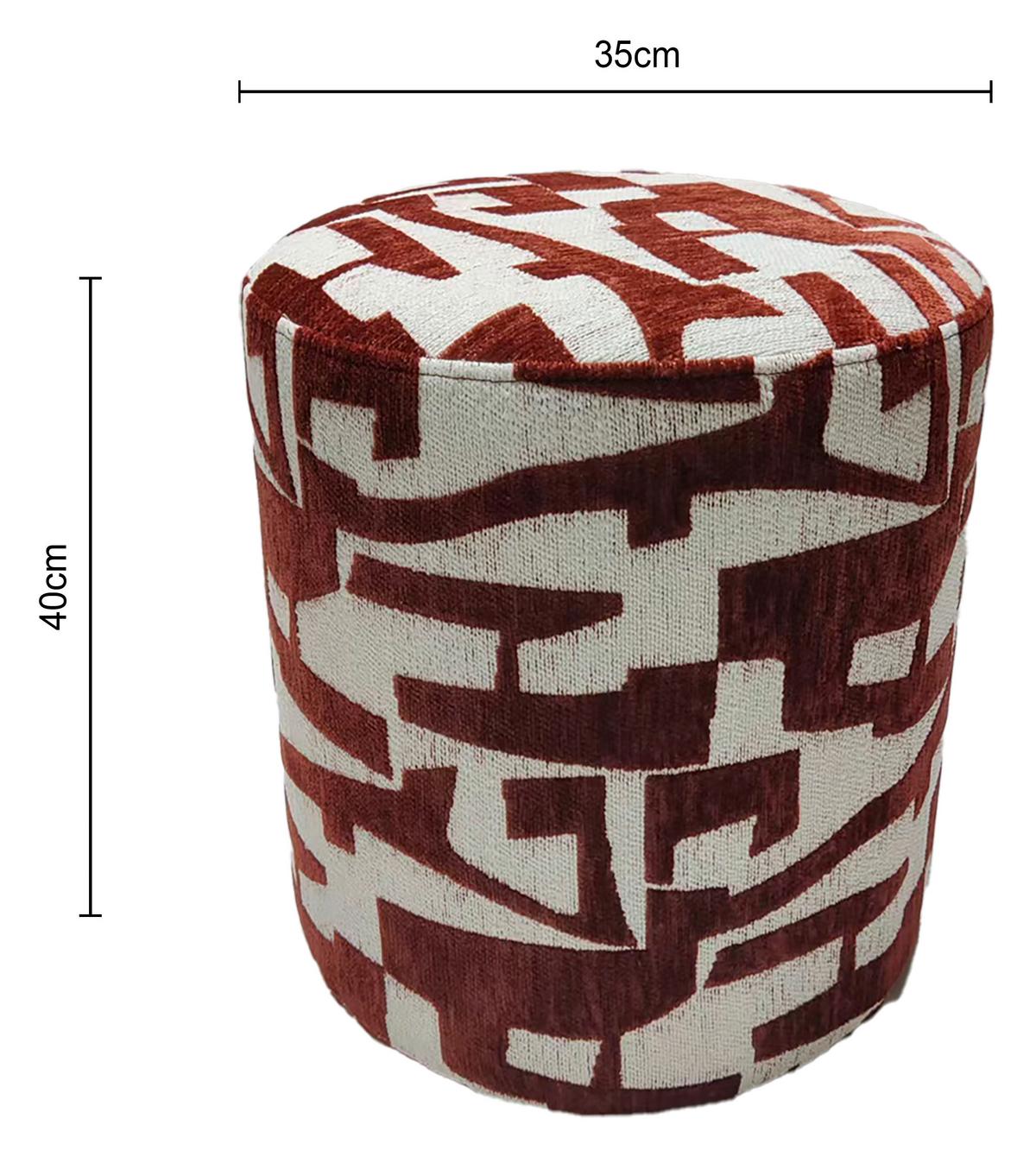 Taburet MARIE, červenohnědá/bílá žinylka - bílá/červenohnědá, Lifestyle, kompozitní dřevo/textil (35/35/40cm) - Mömax