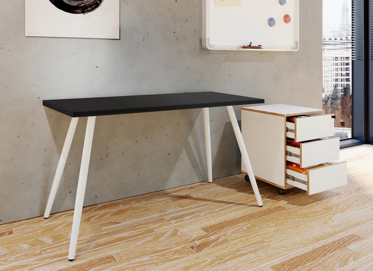 Schreibtisch Salia Anthrazit/Weiß, L: 80cm - Anthrazit/Weiß, MODERN, Holzwerkstoff/Metall (80/50/70cm) - MID.YOU